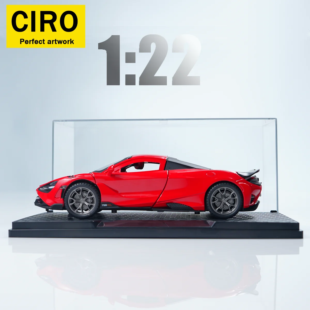 1: 22 مقياس سلسلة نموذج سيارة من سبيكة معدنية مصبوبة، لون أحمر/رمادي مطابق لعبة سيارة رياضية بباب مزدوج هدية عيد ميلاد رائعة للأولاد