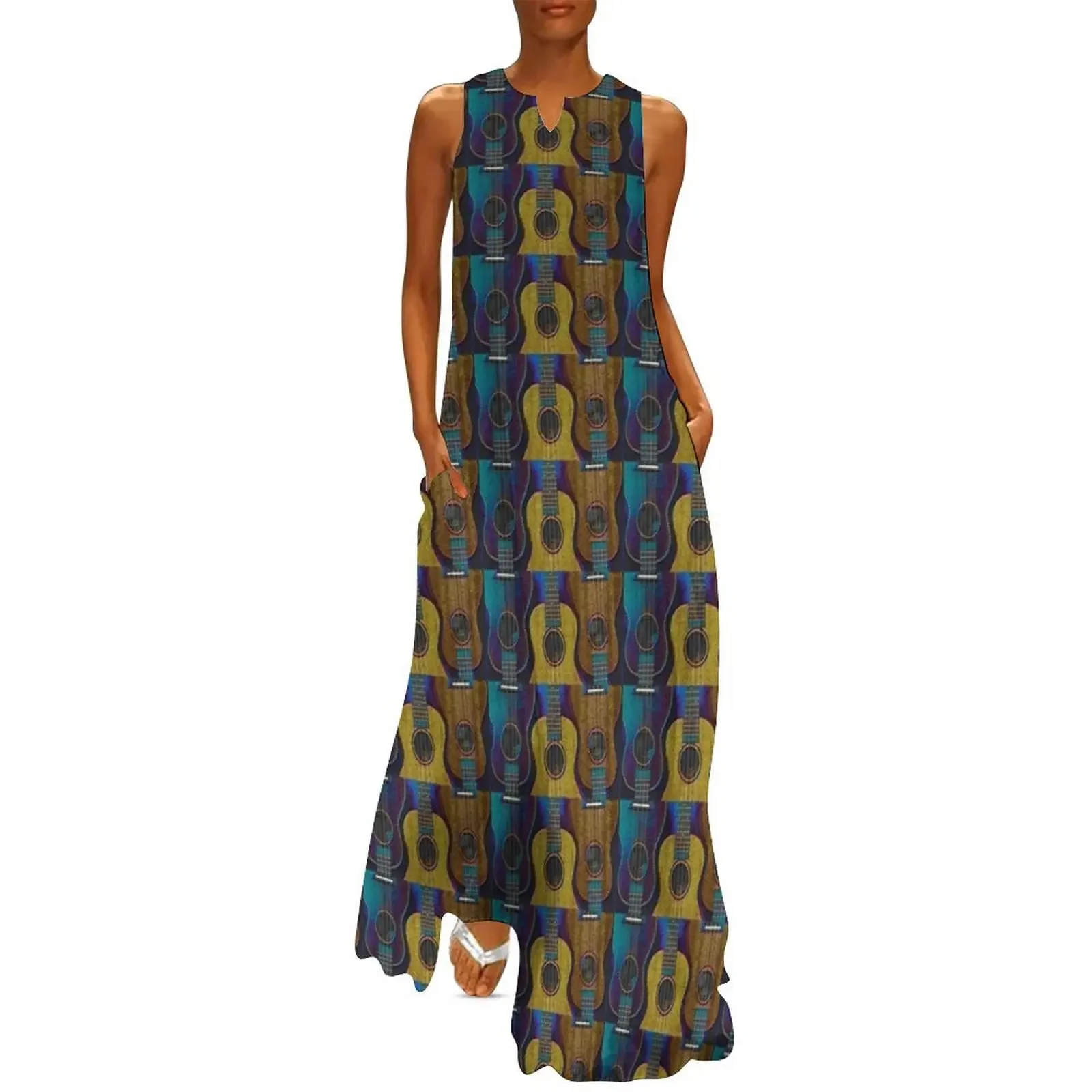 

Ukulele in Blue Long Dress Women dresses summer Dress for girls Bride dresses women evening dress