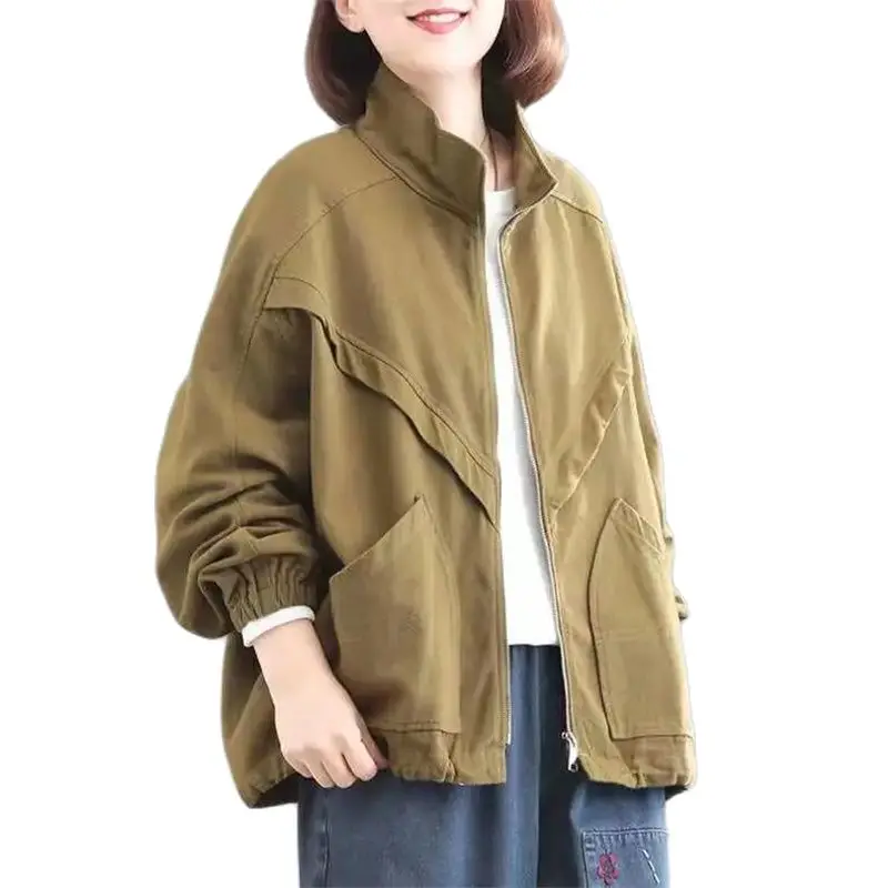 

Cotton Jacket Women's 2022 Spring New Korean Version Loose, Thin, Meat-reducing, Solid Color Women's Casual Jacket Trend