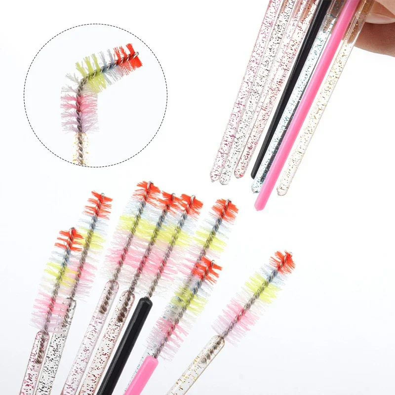 Disposable Colorful Crystal Eyelashes Brush Comb 50Pcs Eye Lashes Extension Mascara Wands Makeup Professional Makeup Beauty Tool
