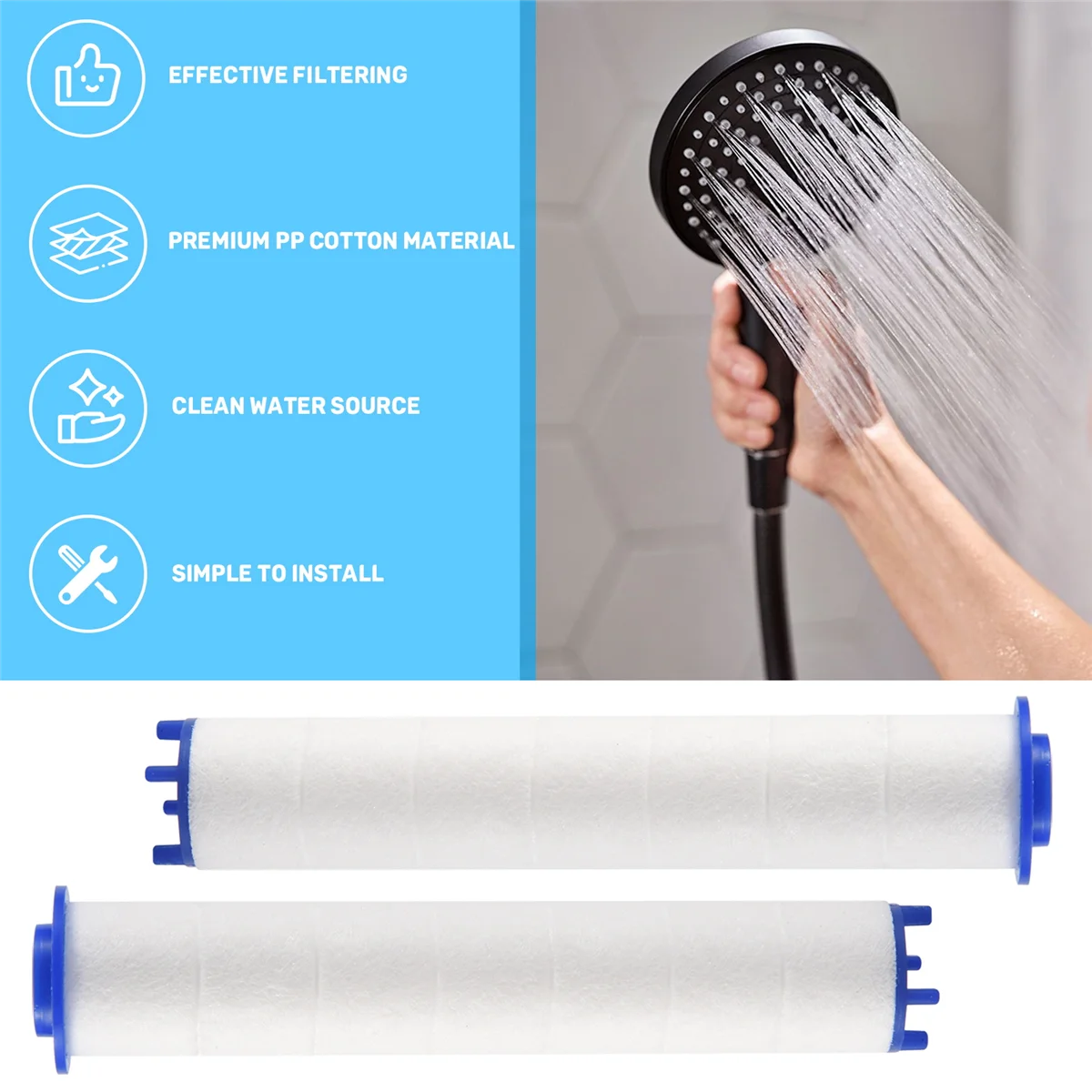 6 Pcs Of High Pressure Hand-Held Water Shower Filter Bathroom Bath Shower Filter Core Water Purification