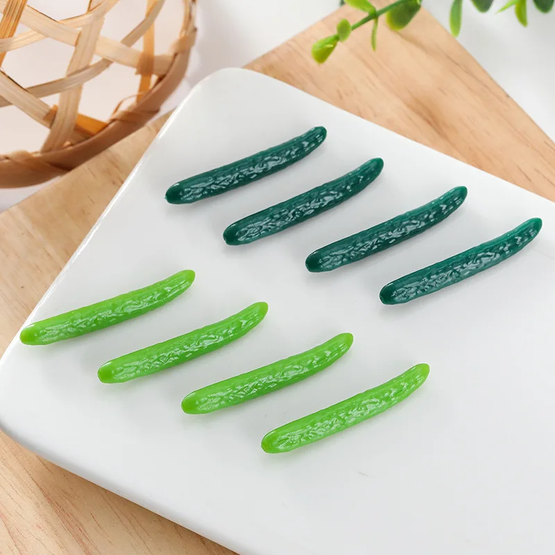 10pcs Mini Cucumber PVC Fruit Model Food Miniature DIY Vegetable Doll Accessories Pretend Play Ornament Home Decor