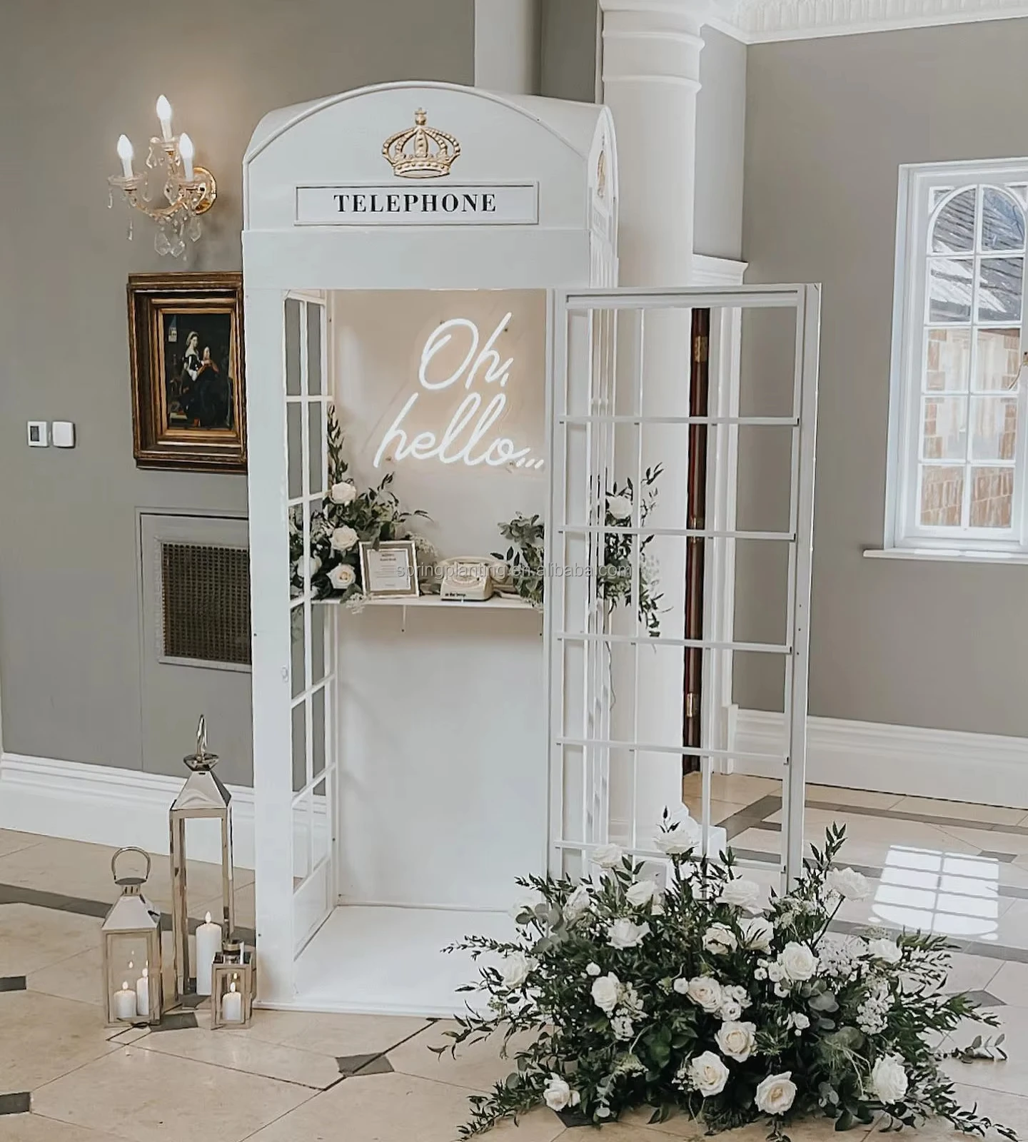 White Telephone Booth Wedding Decoration Ornaments