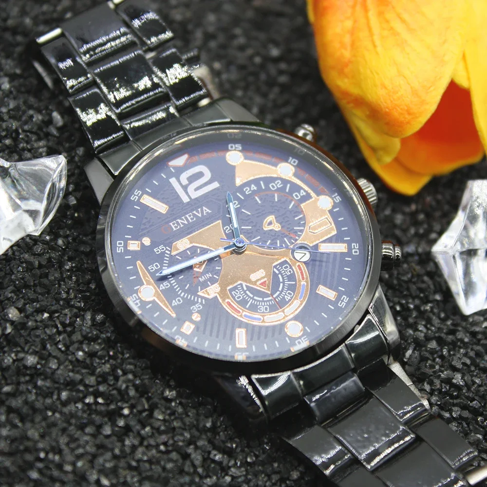 طقم سوار سوار من الجلد الفاخر ، ساعة ميكانيكية للرجال ، رقمية ذهبية للأعمال ، طالب بسيط ، السفر في الهواء الطلق ، 2 2.1