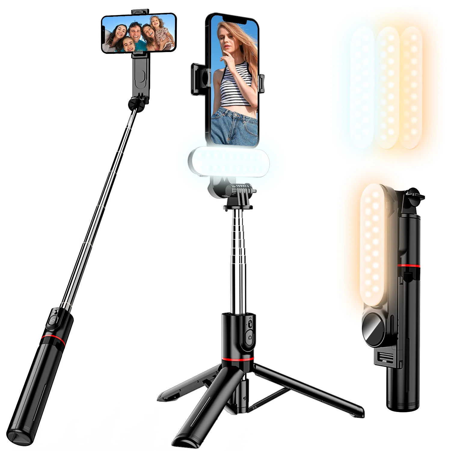 L15 Fill Light Wireless Bluetooth Stable Selfie Stick Tripod 1140mm Foldable Mini Phone Stand Live For IOS Android Smartphones