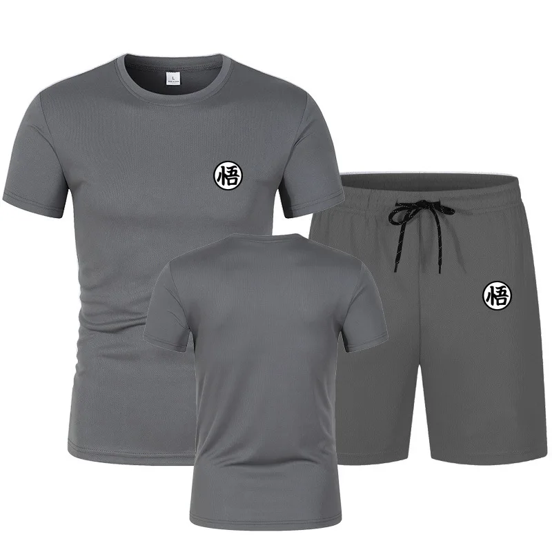 

Anime Dragon Ball Men's Compression Set Short Sleeve Gym Top+Workout Shorts Quick Drying Breathble Athletics Rash Guard Set