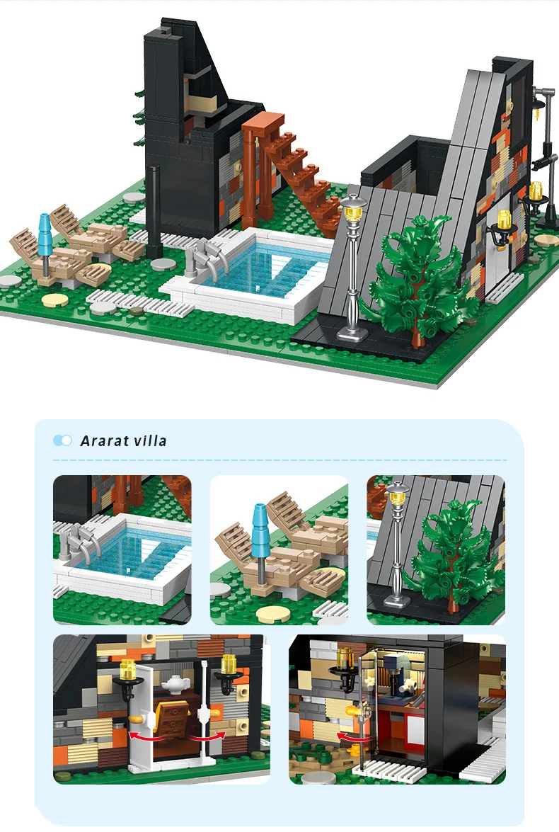 Kreatives Baustein-Set Australien Stadtansicht Ararat Villa Baukasten-Modell Lehrreiches Spielzeug Sammlerstück Mit Beleuchtung – Detail 7
