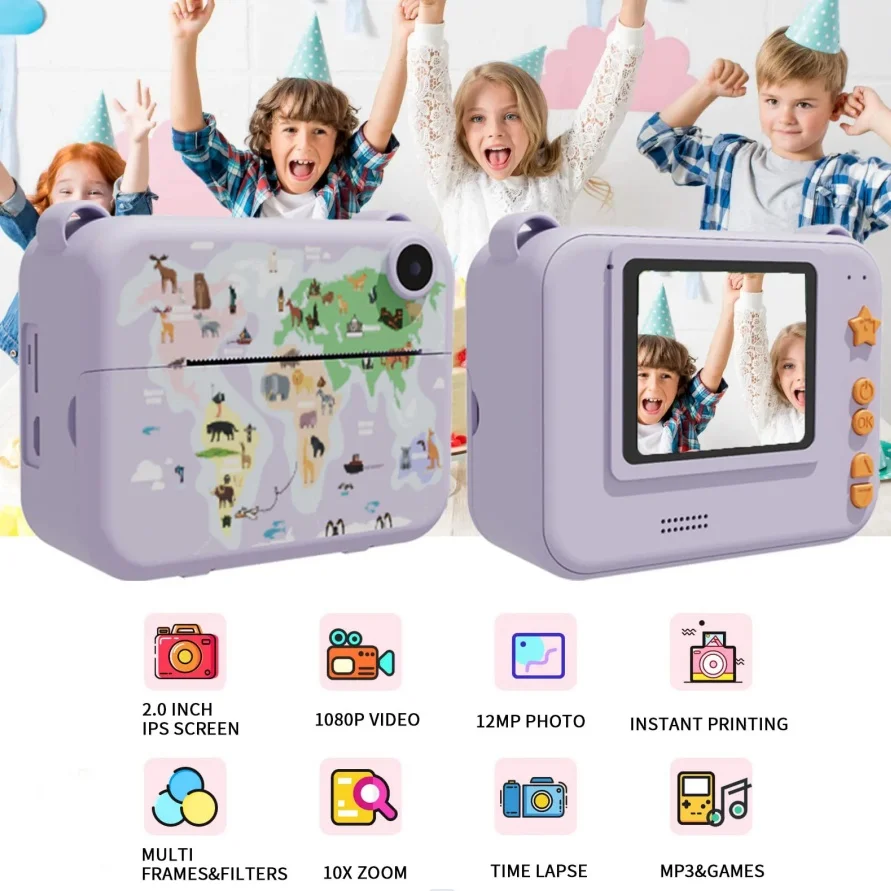 Digital Children Camera For Photography Mini Printer Portable Thermal Instant Print Photo Kids Camera Video Educational Toy Gift