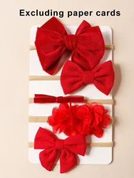 5pcs Flower Bow Cute Headband  Girl's Photo Party Sweet Headwear  Comfortable Soft Fashionable Exquisite Girl Hair Accessories