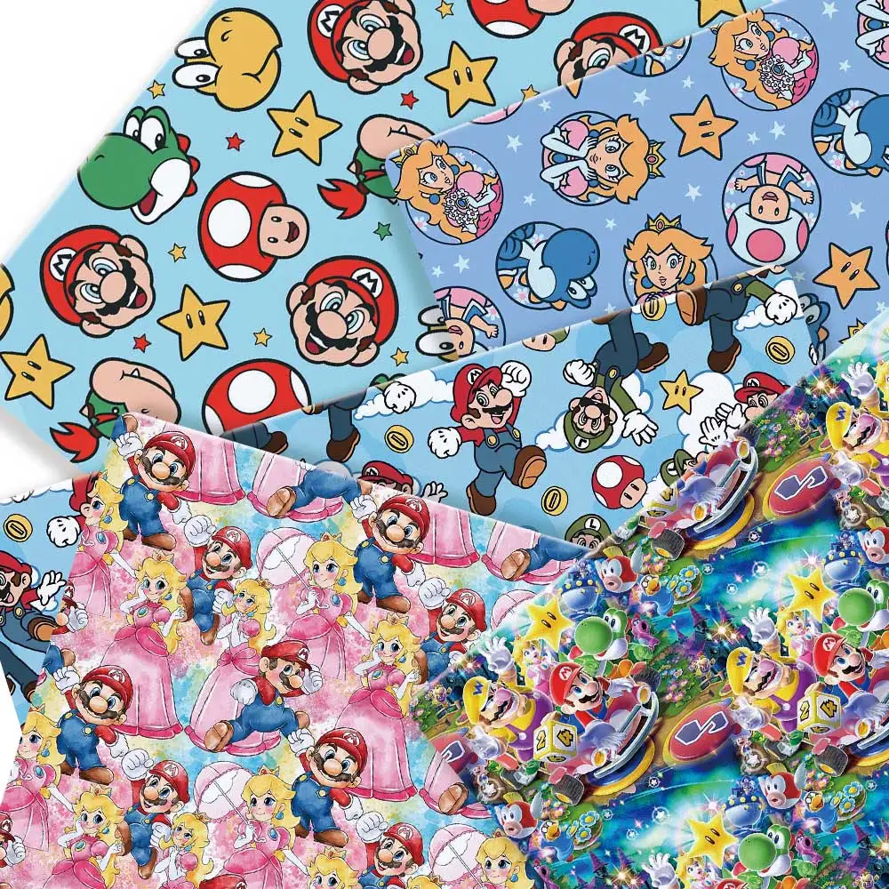 

Mario 100 cotton Cartoon Fabric 140*50cm Handmade Sewing Patchwork Quilting Baby Dress Fabric