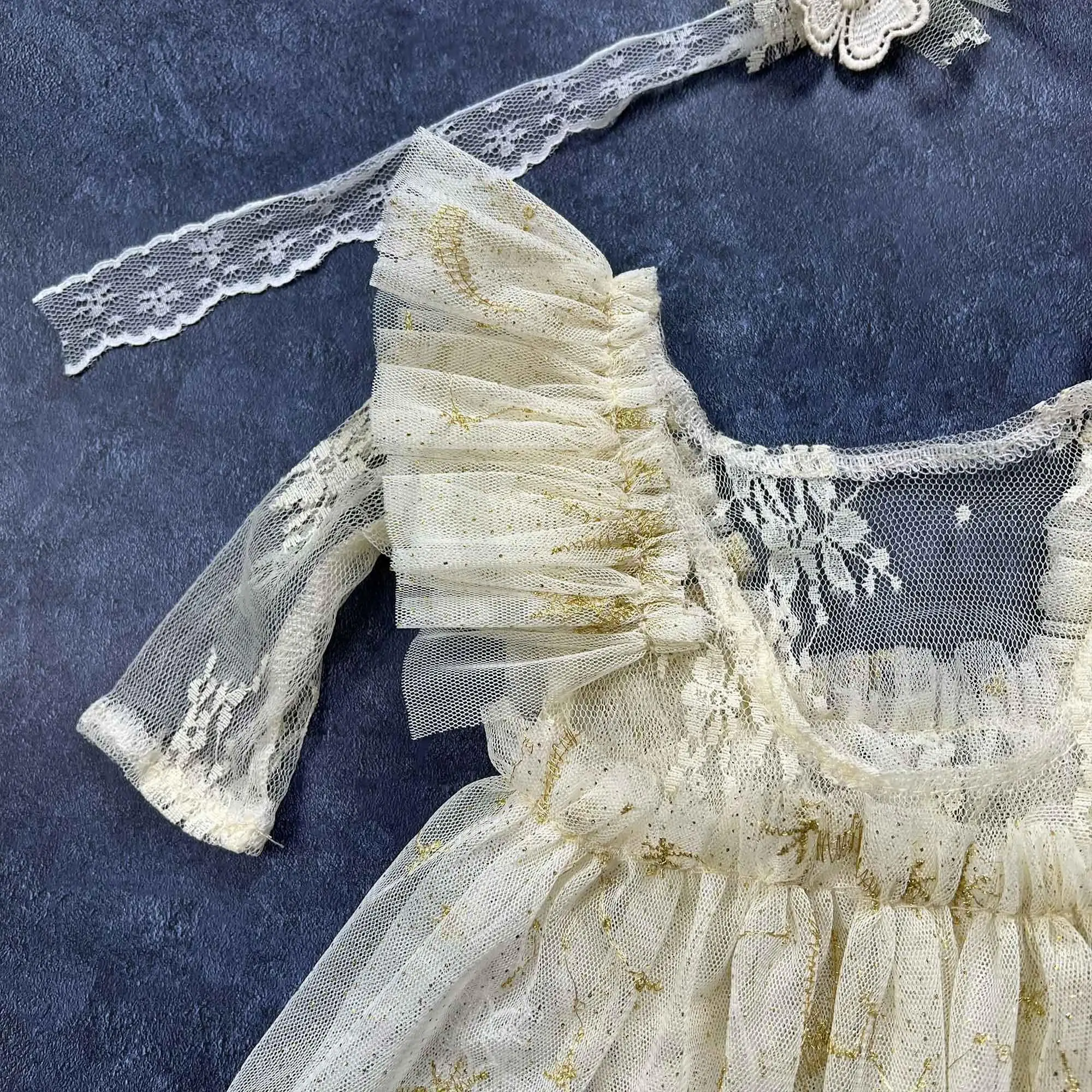 Vestido de princesa de tul Don & Judy para niña recién nacida para fotografía diadema bordada de encaje trajes casuales ropa