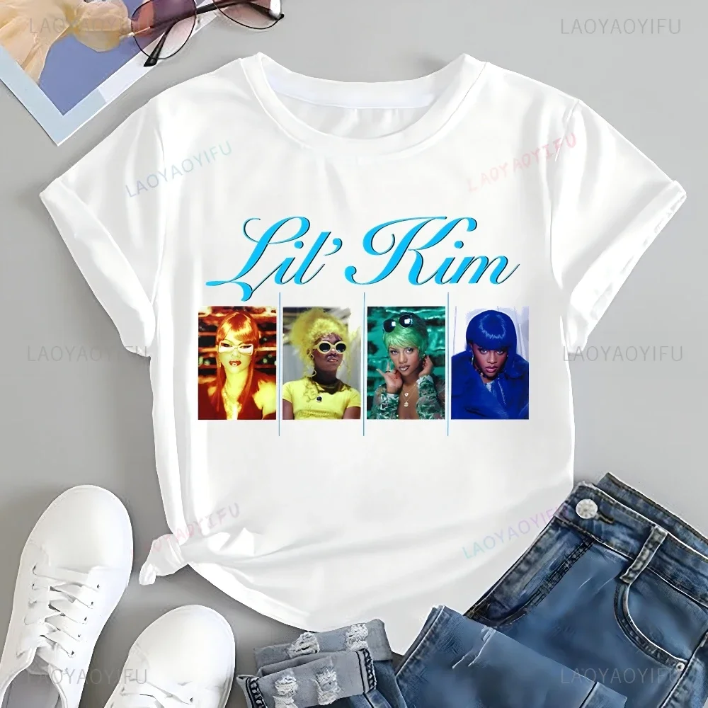 Hip Hop Female Artist Lil Kim Printed T-shirt Top Lil Kim Neutral Trend Harajuku Short Sleeve Unisex Shirt Graphic Large T-shirt