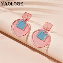 YAOLOGE Acrylic Geometric Round Transparent Drop Earrings For Women Girl Fashion New Trend Lady Ear Jewelry Gift Party серьги