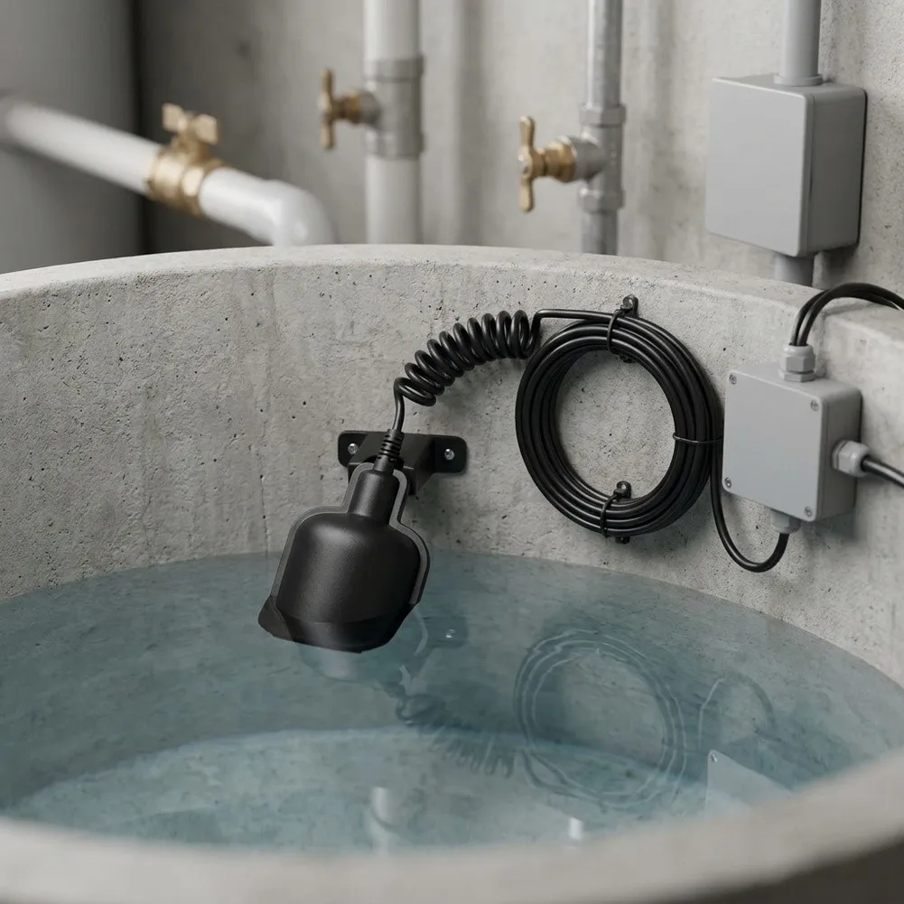 Submersible Float Switch with 2m Cable for Sewage Pump Automation in Wastewater Infrastructure and Septic Setups
