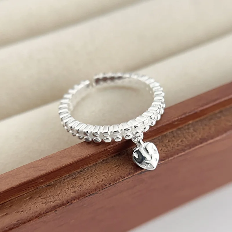 Women's Irregular Adjustable 925 Sterling Silver Heart Ring