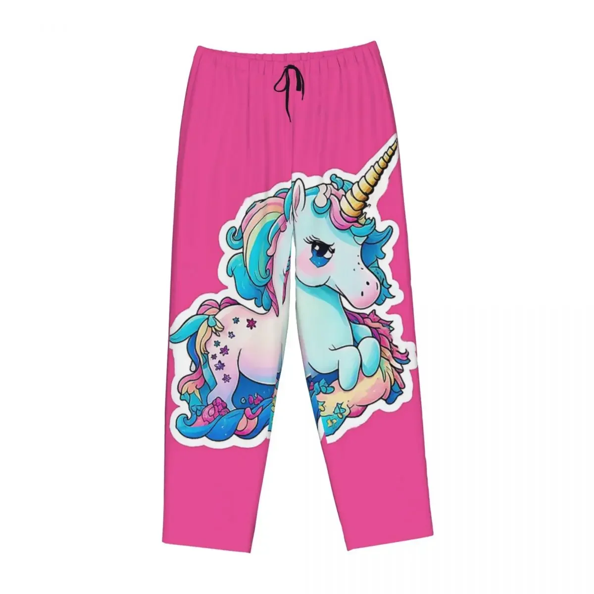 Custom Cute Colourful Unicorn 5 Women Pajama Pants Lounge Sleep Sleepwear Bottoms with Pockets