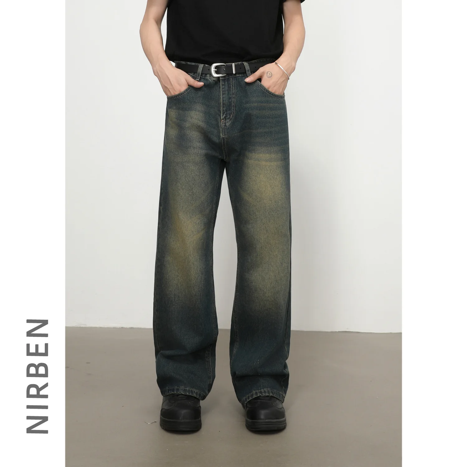 Denim Hong Kong Style Fashionable Retro Old Micro-flared Jeans Men's Loose And Thin Versatile Trousers