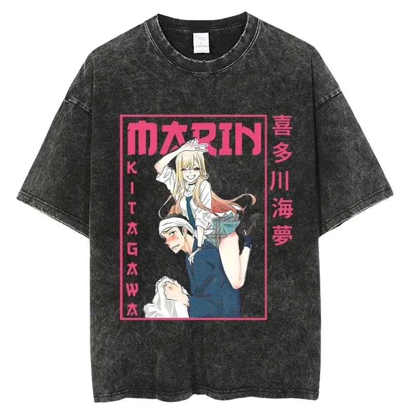 Camiseta Estampada Anime My Dress Up Darling Kitagawa Marin 2026 Nova Coleção Verão Masculina Feminina Algodão Oversized Y2K Hip Hop Lavada