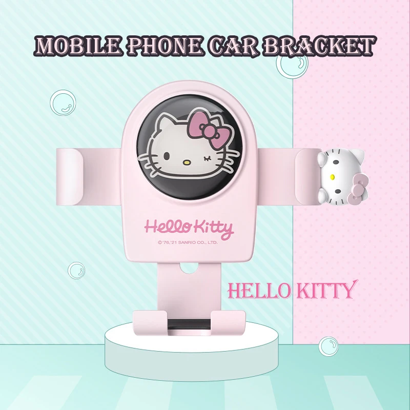 Lindo Hello Kitty interior del coche soporte de navegación por gravedad dibujos animados antideslizante y a prueba de golpes soporte para teléfono móvil universal