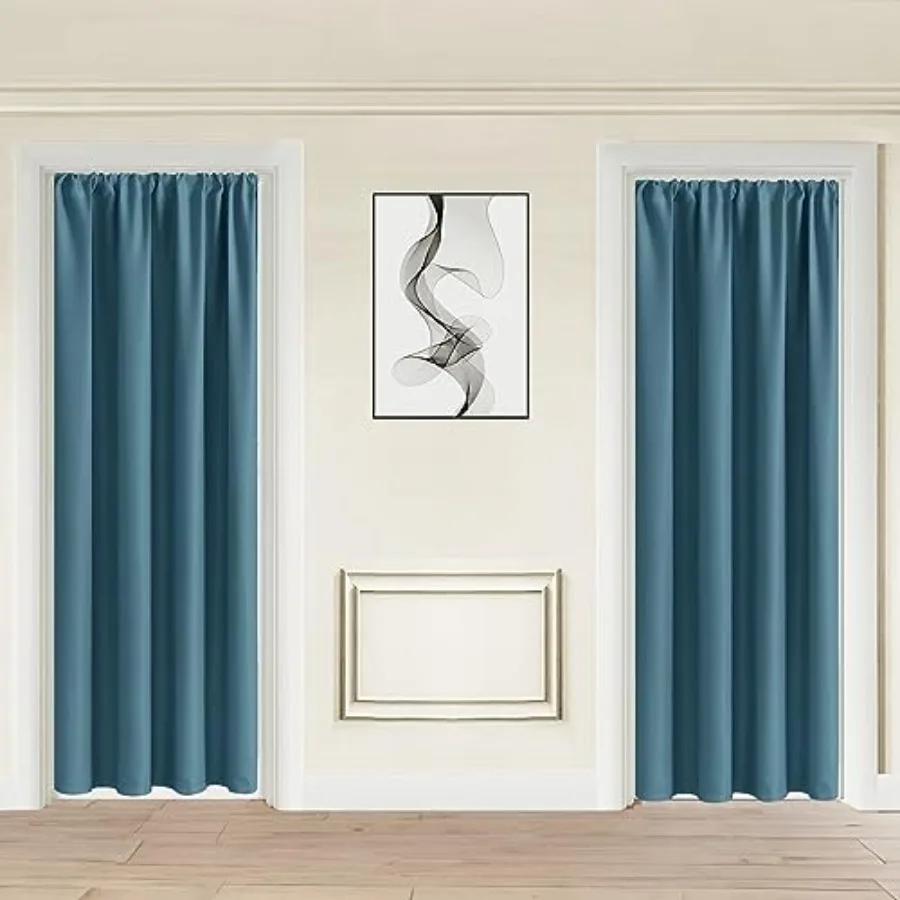 

out Doorway Curtains 80 inch Length - 2 Panels Thermal Insulated Privacy Soundproof Rod Pocket Closet Door Curtains Room Divide