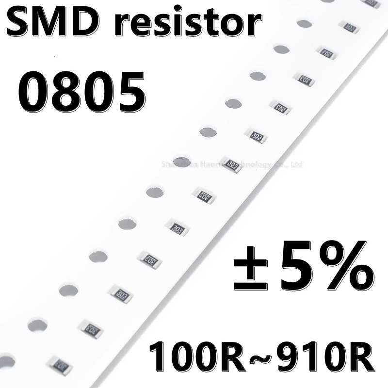 (100 قطعة) 0805 5% مقاومة SMD 100R 110R 120 130 150 160 180 220 240 270R 300 330R 360 430R 470 R Ω 510R 560R 620R 680 820R 910R