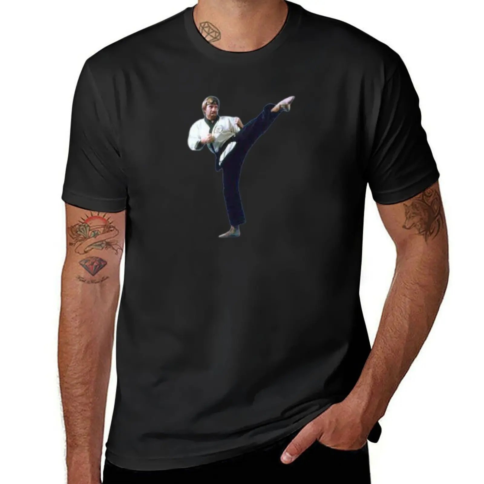 Chuck Norris Roundhouse Kick - Unleash the Legend T-Shirt customs anime cute tops fruit of the loom mens t shirts