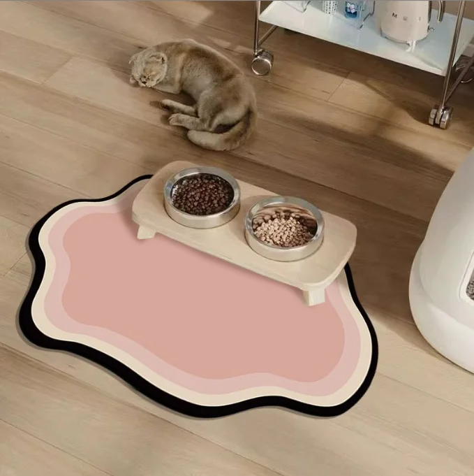 Modern Minimalist Style Pet Feeding Mat Absorbent Quick Drying Non-Slip Cat Dog Meal Mat Easy Care No-Wash Lazy Person Friendly