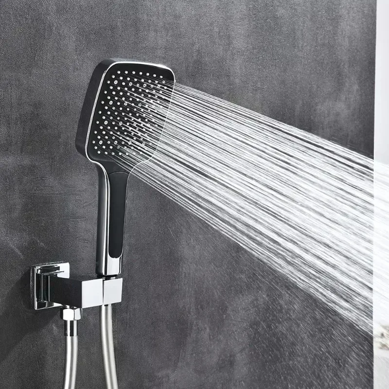 Wall Mounted Shower Head Set with Ceramic Thermostatic Valve Slide Bar Brushed Finish Pause Massage Spray Modes for Bathroom