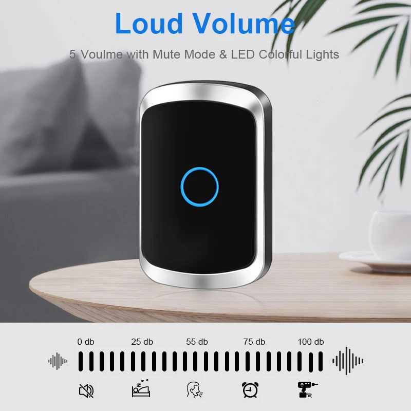 

Smart Wireless Doorbell Home Welcome Door Bell 150M/82 FM Remotes Self-Powered No Battery Required US EU Plug Wireless Doorbell