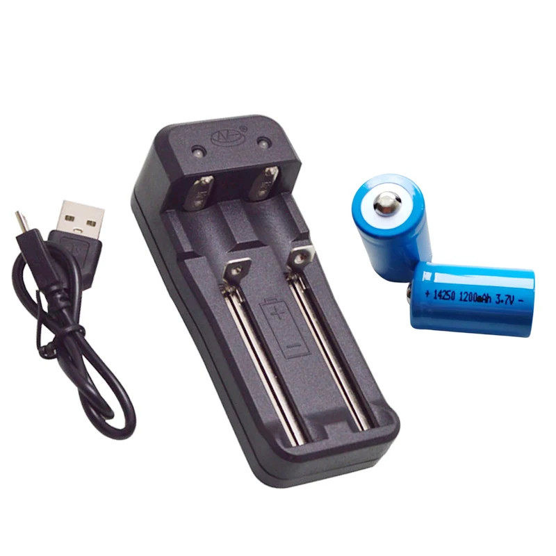 Rechargeable 14250 battery LS14250 ER14250H 1/2-R6 1/2 AA 3.7V 1200mah ER14250 lithium batteries(2 battery+1 charger)