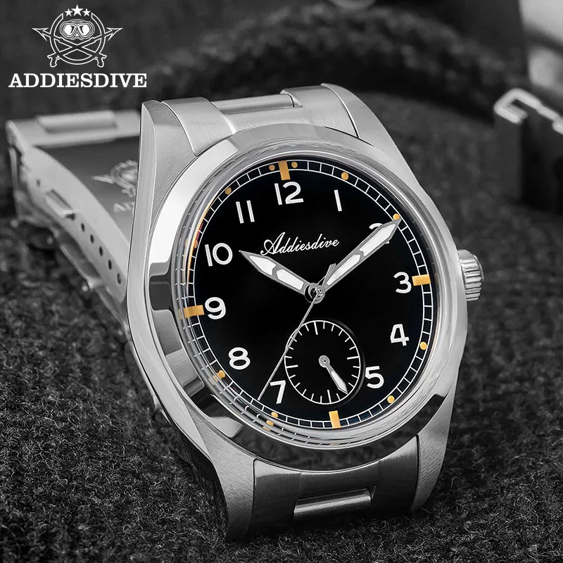 

ADDIESDIVE Quartz Watches Bubble Glass AR Coated Chronograph Retro Wristwatch Stainless Waterproof Luminous Sports Men's Watch