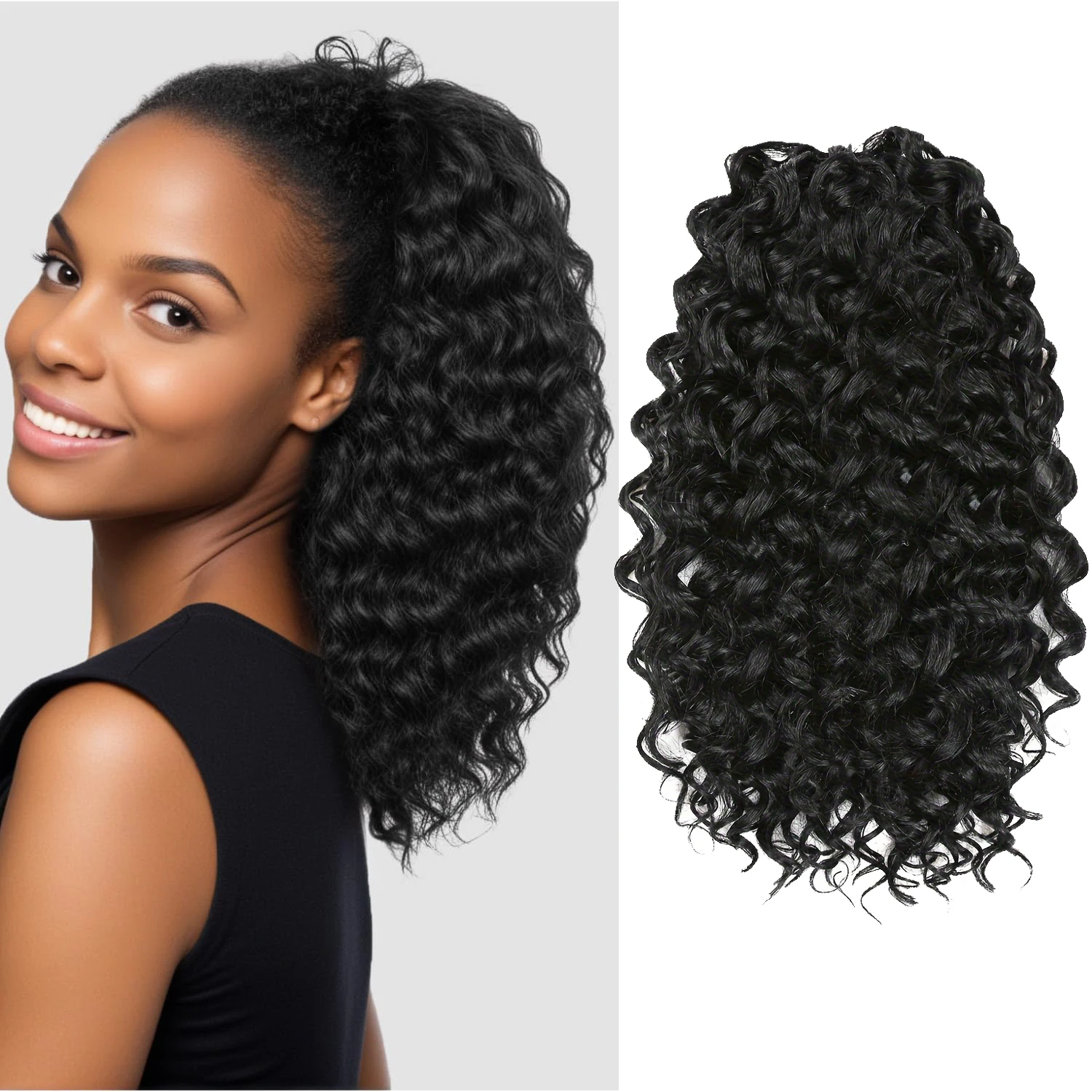 ذيل حصان للنساء الرباط ذيل حصان شعر مجعد قصير ذيل حصان تمديد ذيل حصان الرباط خصلات شعر الشعر البشري Fe