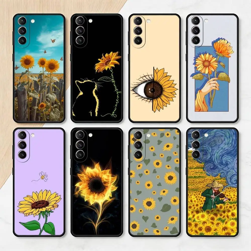 

Beautiful Yellow Sunflower Phone Case For Samsung S25,24,23,22,30,21,10,9,Ultra,Plus,Lite,FE,4,5 G Soft Black Case