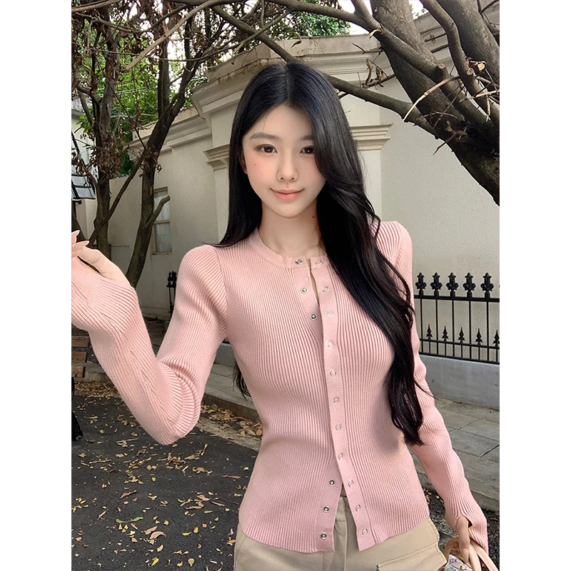 

Ladies' Casual Knitted ort Open Cardigan Loose Slimming Versatile Sweater Coat Autumn Winter New Sle Button round Ne Top