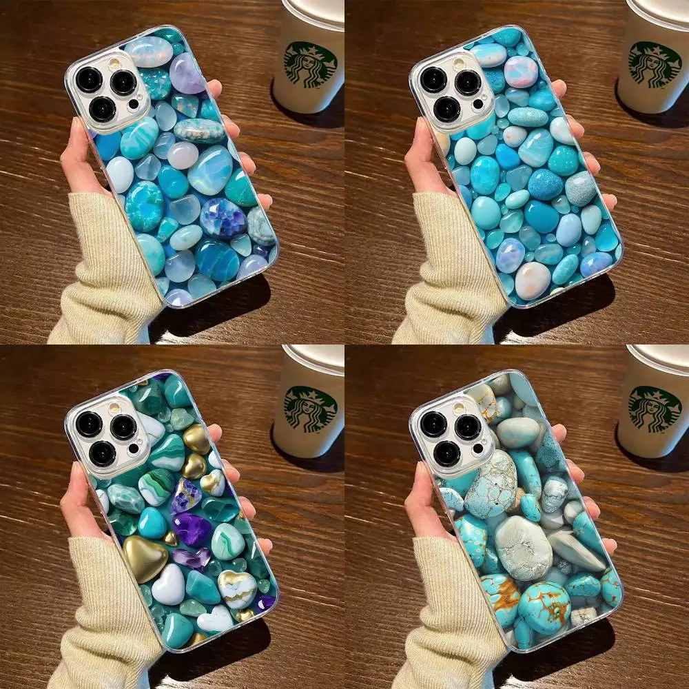 

Colored stones Phone Case For iPhone17,16,15,14,13,12,11 Plus,Pro Max Soft Transparent Cover