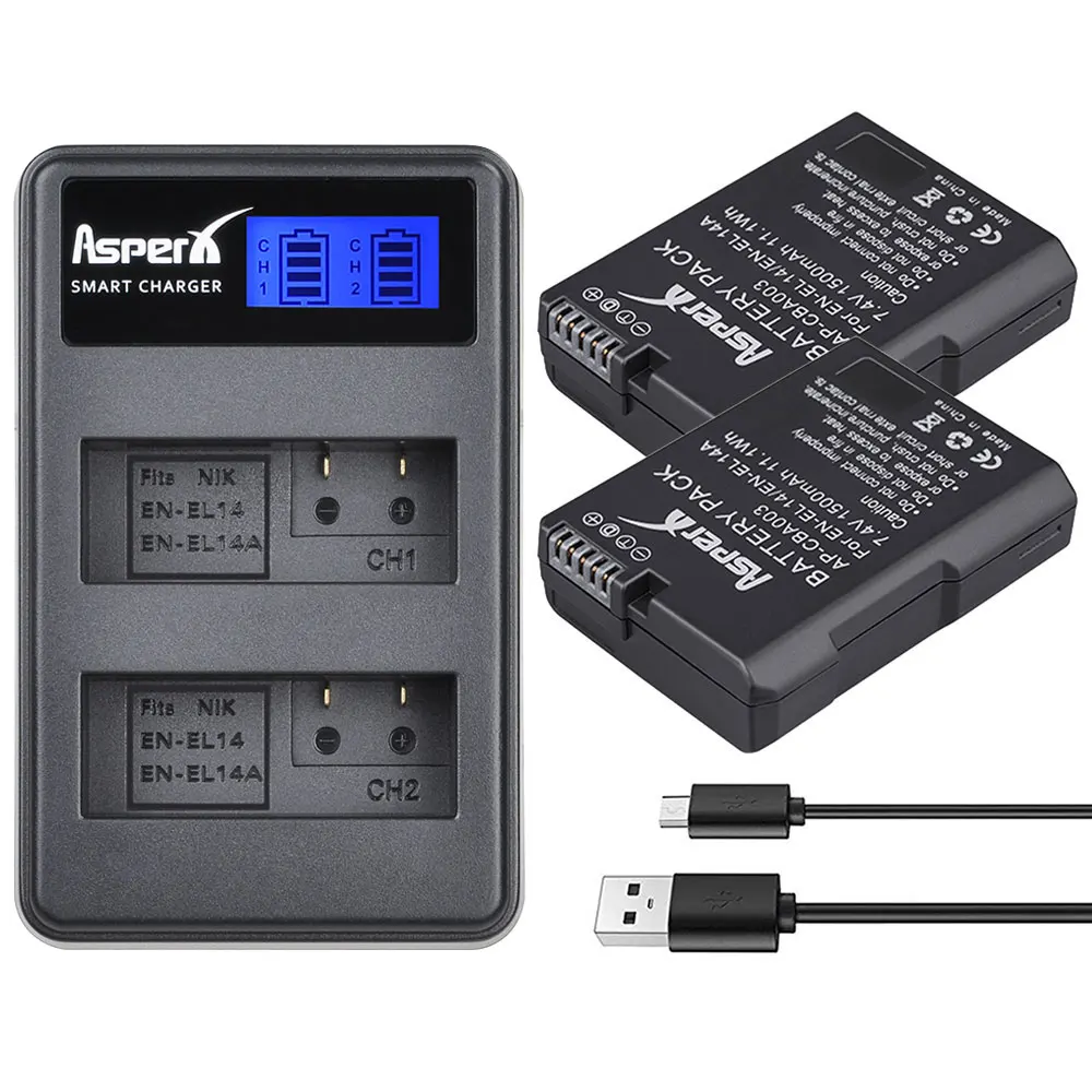 

EN-EL14 EN-EL14a Bateria ENEL14 EN EL14 EL14a Battery + Charger for Nikon D3100 D3200 D3300 D5100 D5200 D5300 P7000 accessories