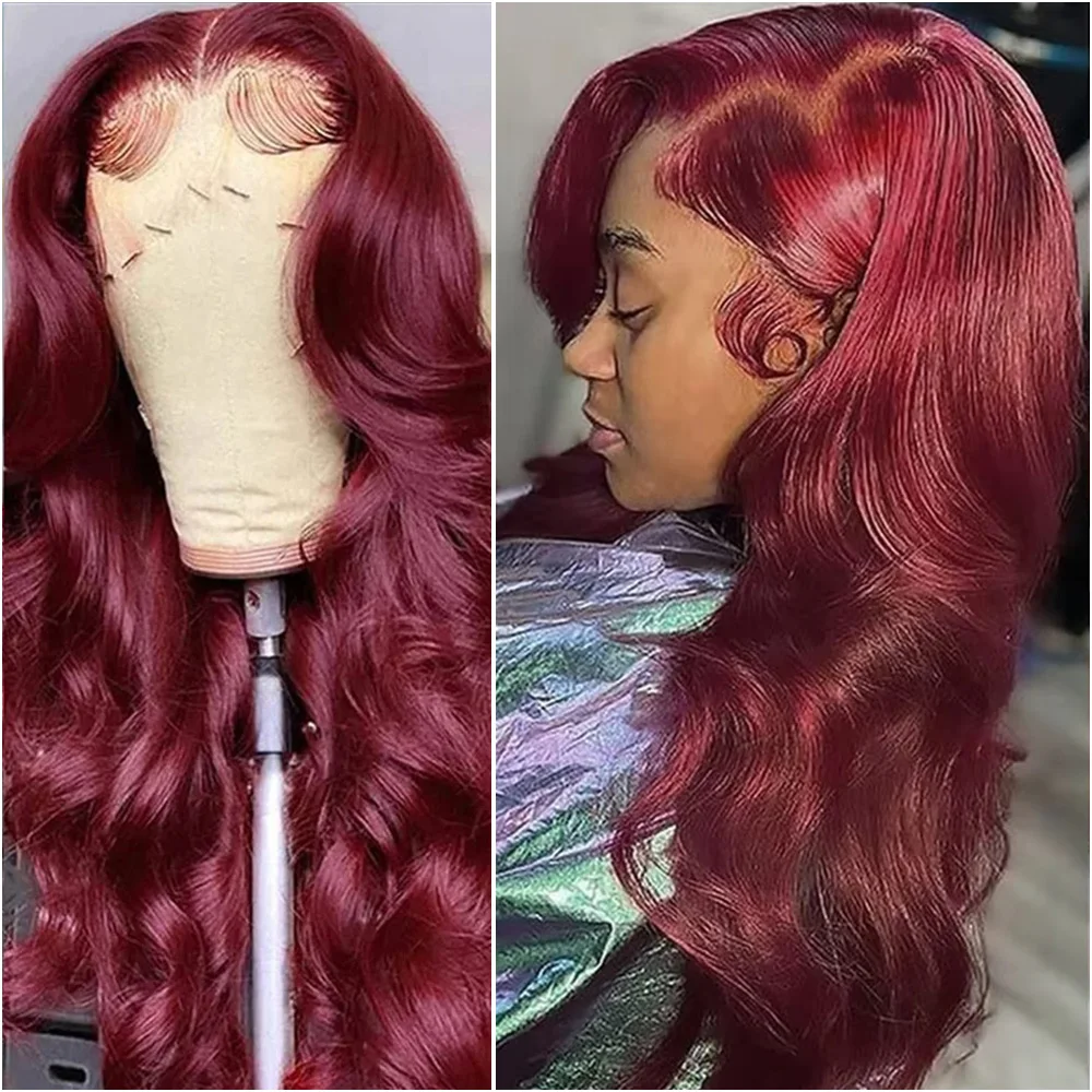 

Body Wave Burgundy 13x6 Hd Human Hair Lace Frontal Wig 99j 36 Inch Red Colored Brazilian Lace Front Closure Wigs For Black Women