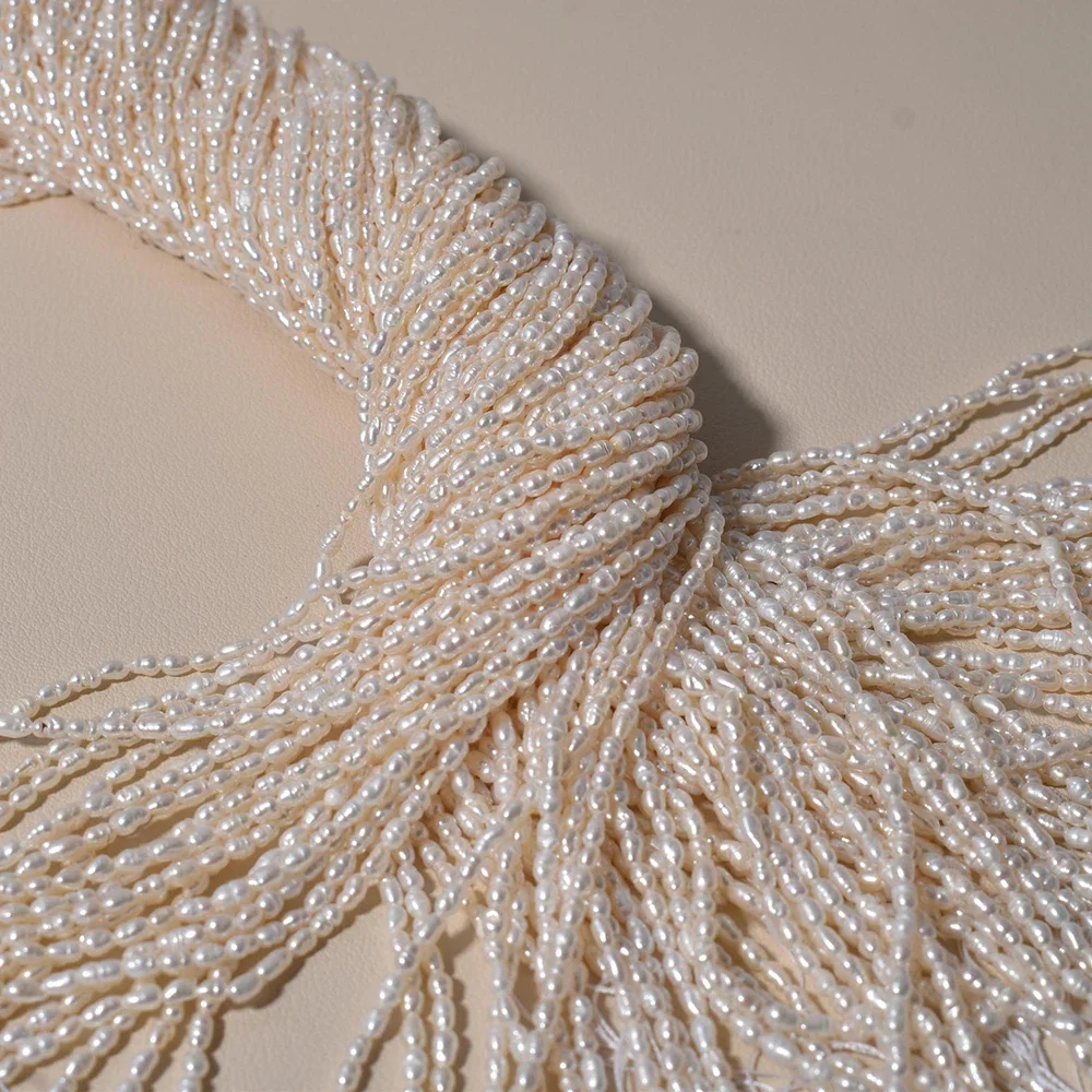 4A Natural 100% Freshwater White Rice Shaped Pearl Isolated Loose Bead Gift Jewelry Make DIY Necklace Bracelet Accessories 36CM