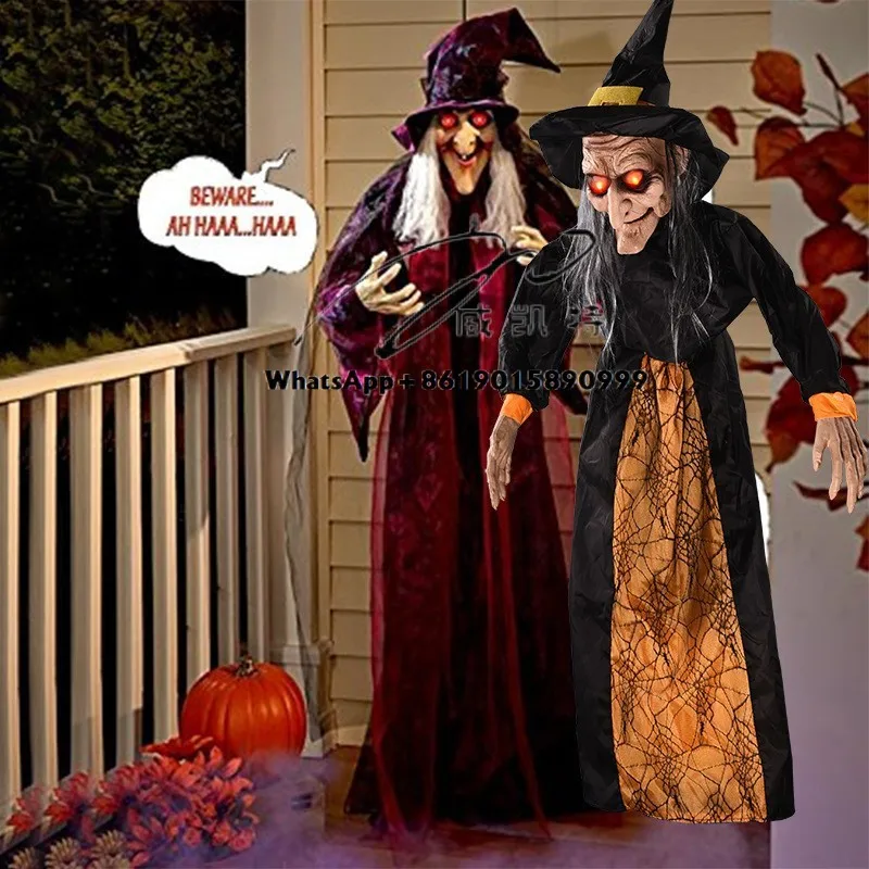 

Halloween decorations witch voice-activated props ghost festival haunted house bar toys horror electric glow hanging ghost