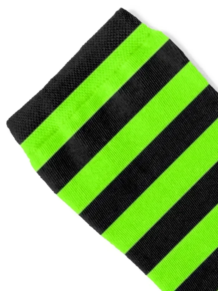 Lime Green and Black Stripes Socks kids custom sports Male Socks Women's