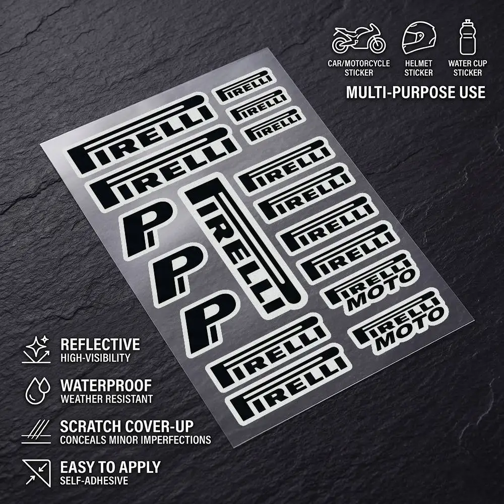 

FOR PIRELLI Universal Multi-Purpose Reflective Waterproof Stickers Scratch Conceal For Auto Bike Helmet Mug Fridge Decoration
