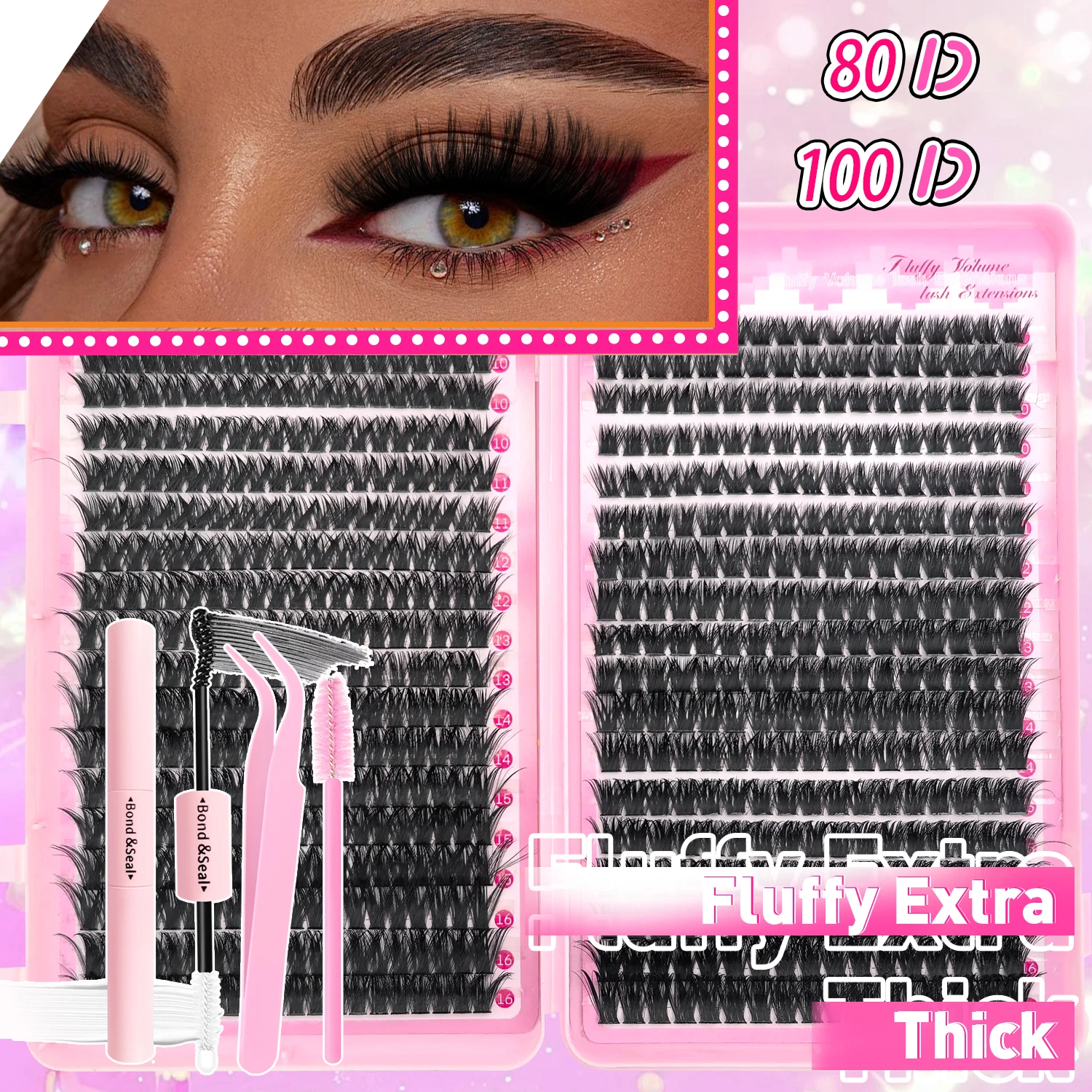 DIY Lash Extension Kit with Clusters and Bond