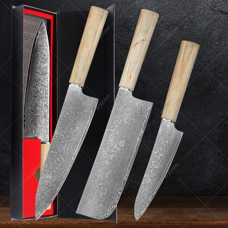 

Damascus Steel Knife Kitchen Knives Japanese Chef Special VG10 Sliced Meat Household Multipurpose Fruit Knife with Box