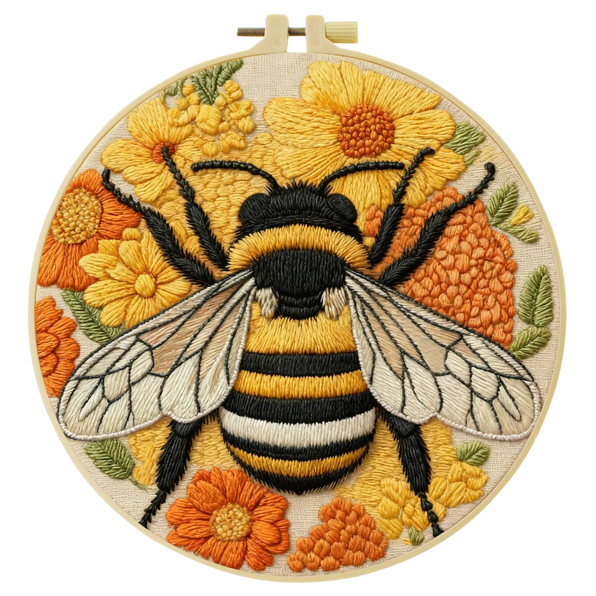 1 Stück 20X20CM/15X15CM 7,87/6,3 Zoll Bienen-Stickerei-Starter-Kit DIY-Kit DIY-Stickerei-Set Handarbeiten Nähkunst-Set für Anfänger – Detail 2