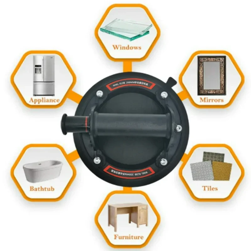 Vacuum Suction Cup 200kg Loading Capacity Heavy Duty Vacuum Spreader for Tile Adsorption Granite Glass Lifting 8 Inch Cup
