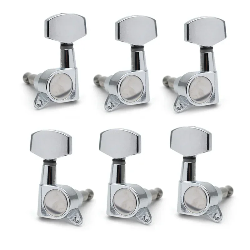 Big Square Sealed Guitar Tuning Pegs Machine Heads 6Pcs Right Hand Tuners Keys for Electric Guitar Replacement Parts Chrome / B