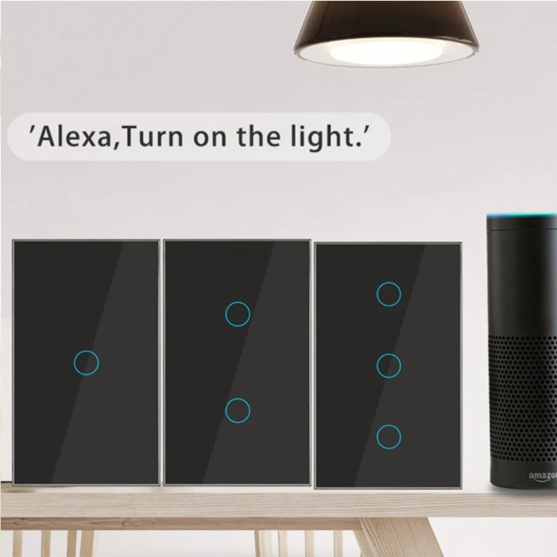 Wifi Smart Switch Smart life  App Wireless Remote Alexa Google home voice control AC110V 220V 2way wall Light touch switch view 3