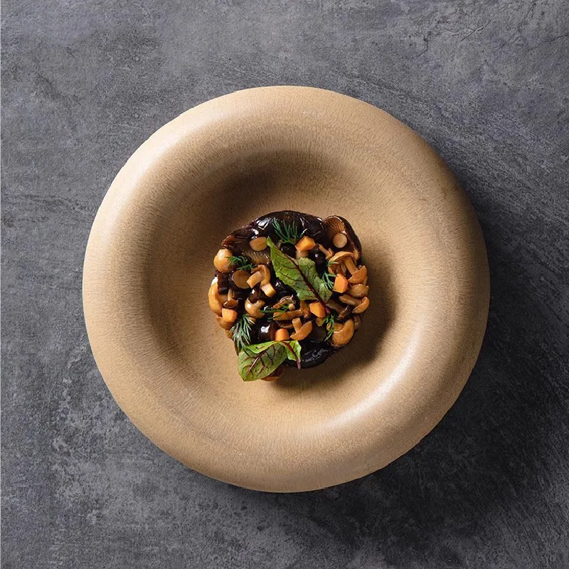 

Creative Home Decoration Ceramic Material Circular Tray Light Luxury Hotel Restaurant Fruit Snacks Art Tray Size 160 x160x4mm