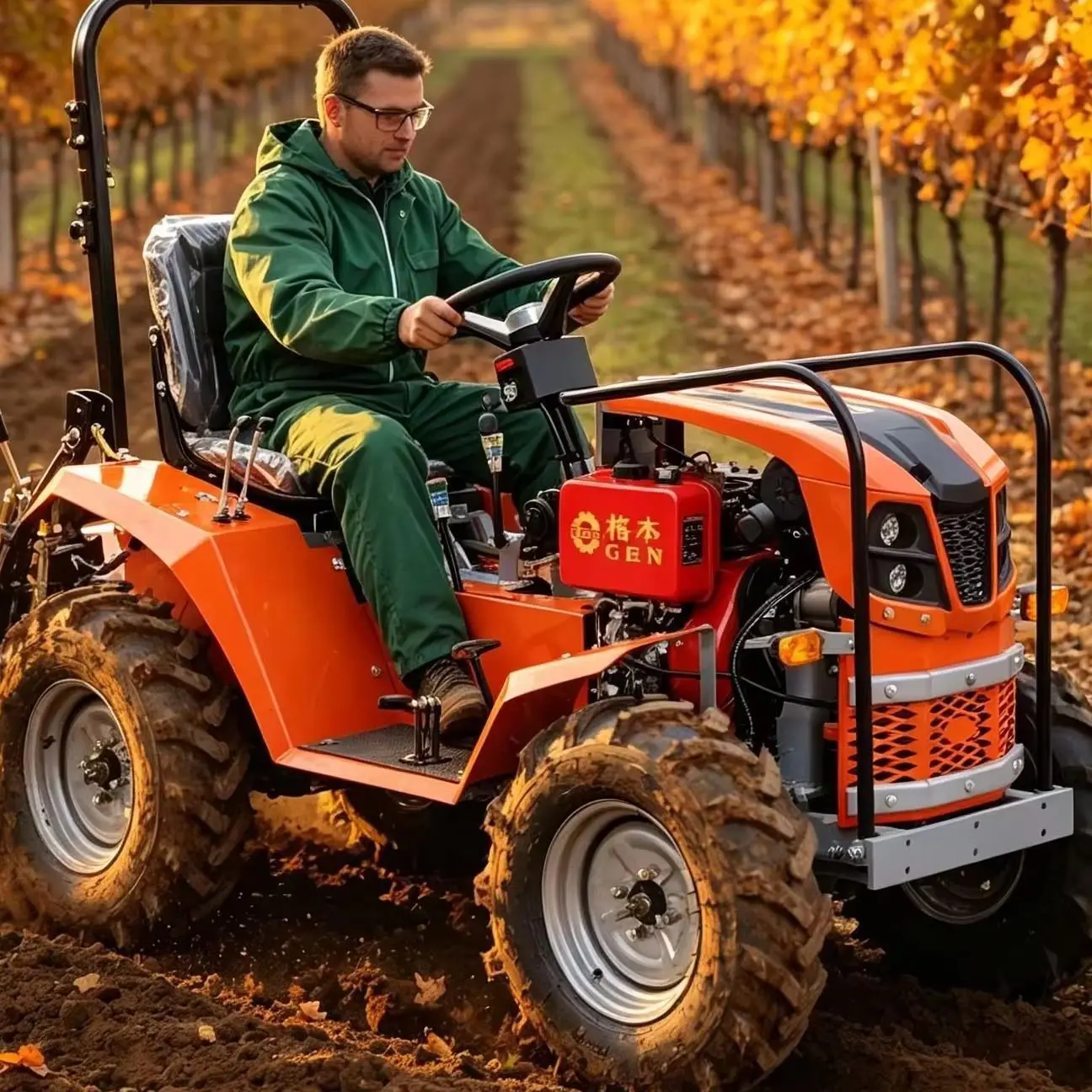 18-PS-Diesel-Landwirtschaftstraktor mit Zapfwelle, Dreipunktaufhängung, Sprühgerät, Rasenmäher und Bodenfräse für Landwirtschaft, Zucht und Garten