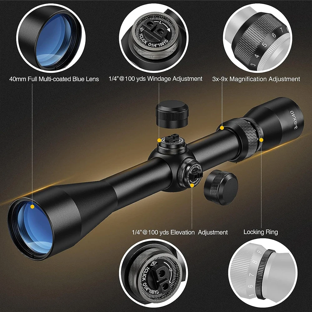 Mira telescópica 3-9X40 con retícula Mil Dot y telémetro para ballesta - imagen 4